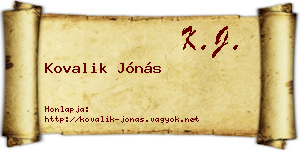 Kovalik Jónás névjegykártya